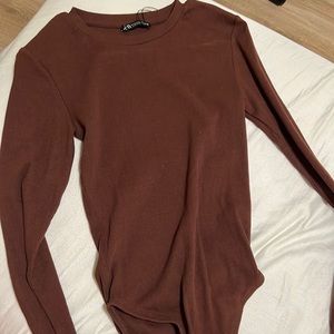 Zara long sleeve brown bodysuit